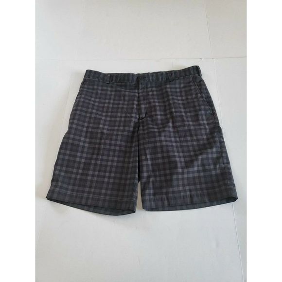 Nike 38 x 11" 452712 Core Black Plaid Flat Front Golf Shorts - Picture 9 of 11